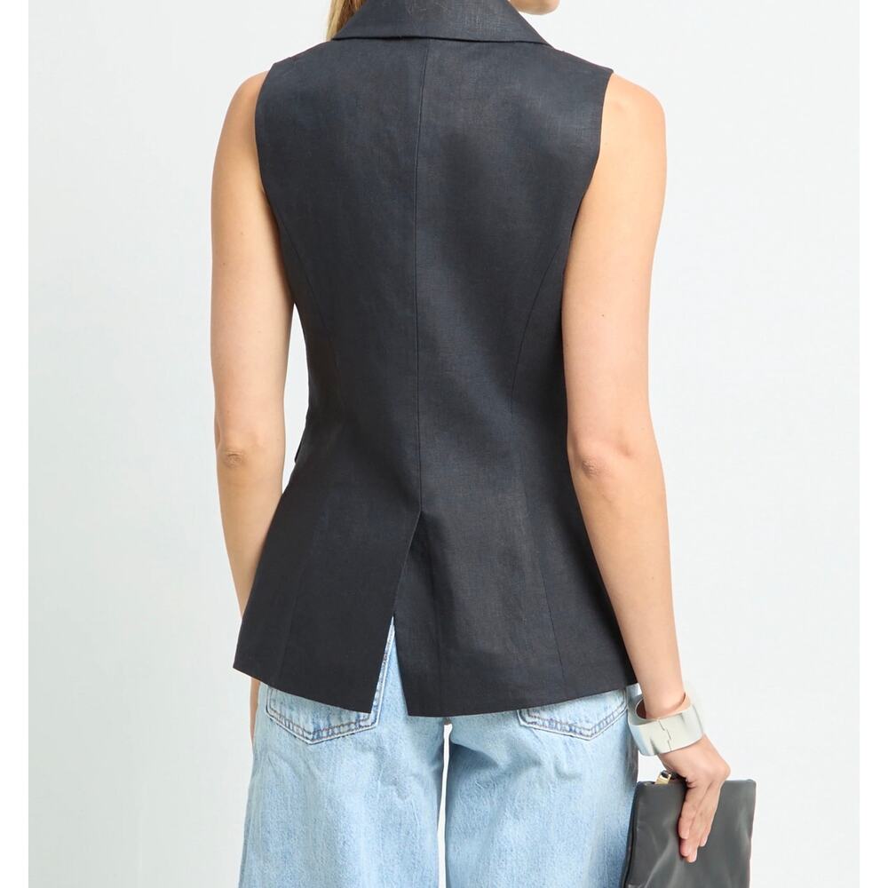 New Kourt Nila Linen Top black blouse $147 s XS - Picture 3 of 8
